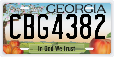 GA license plate CBG4382