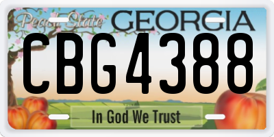 GA license plate CBG4388