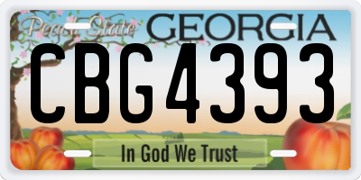 GA license plate CBG4393