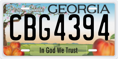 GA license plate CBG4394