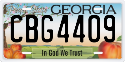 GA license plate CBG4409