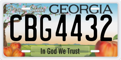 GA license plate CBG4432