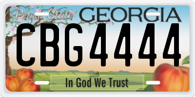 GA license plate CBG4444