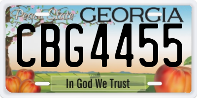 GA license plate CBG4455