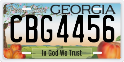 GA license plate CBG4456