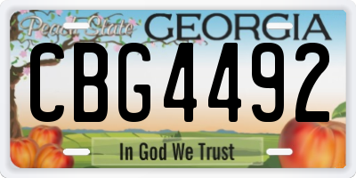 GA license plate CBG4492