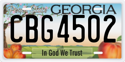 GA license plate CBG4502