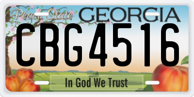GA license plate CBG4516