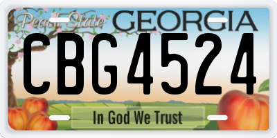GA license plate CBG4524
