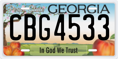 GA license plate CBG4533