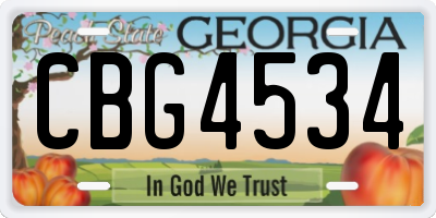 GA license plate CBG4534
