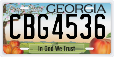 GA license plate CBG4536