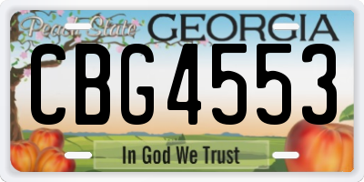 GA license plate CBG4553