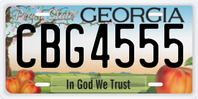 GA license plate CBG4555