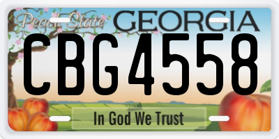 GA license plate CBG4558