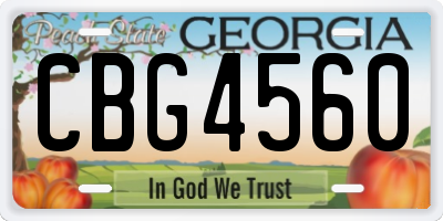 GA license plate CBG4560
