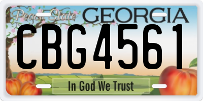 GA license plate CBG4561