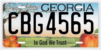 GA license plate CBG4565