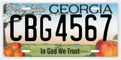 GA license plate CBG4567