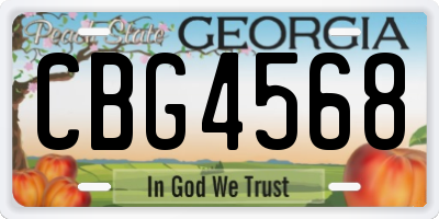 GA license plate CBG4568
