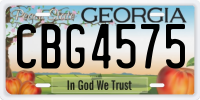 GA license plate CBG4575