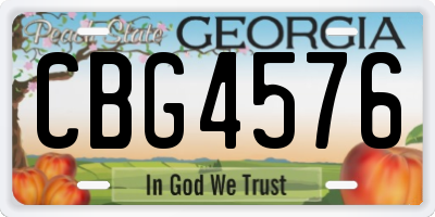 GA license plate CBG4576