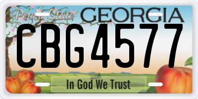 GA license plate CBG4577