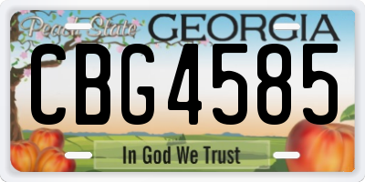 GA license plate CBG4585