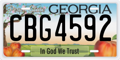 GA license plate CBG4592