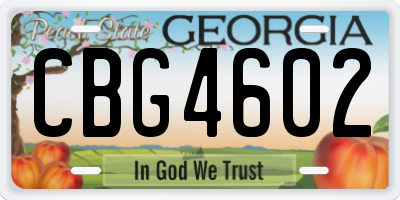 GA license plate CBG4602