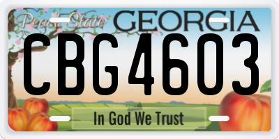 GA license plate CBG4603