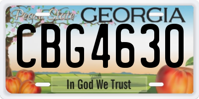 GA license plate CBG4630