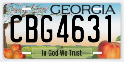 GA license plate CBG4631
