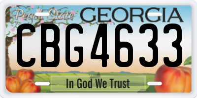 GA license plate CBG4633