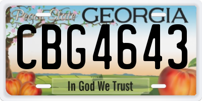 GA license plate CBG4643