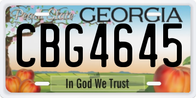 GA license plate CBG4645