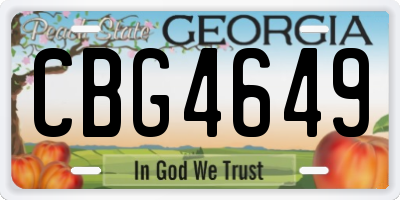 GA license plate CBG4649