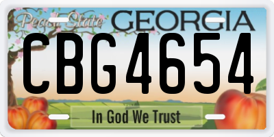 GA license plate CBG4654