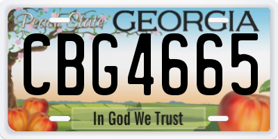 GA license plate CBG4665