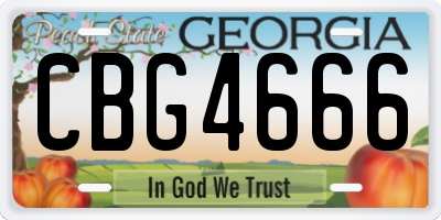 GA license plate CBG4666