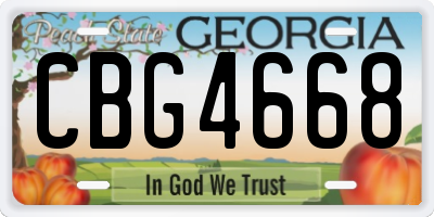 GA license plate CBG4668