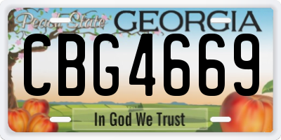 GA license plate CBG4669