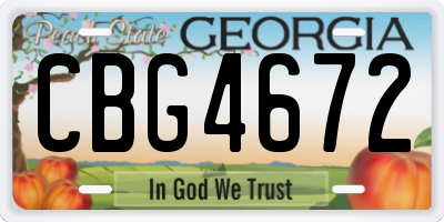 GA license plate CBG4672