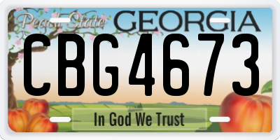 GA license plate CBG4673