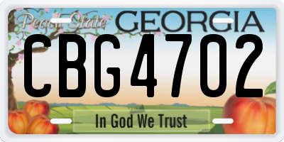 GA license plate CBG4702