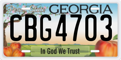 GA license plate CBG4703