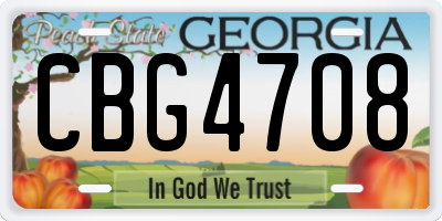 GA license plate CBG4708