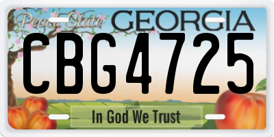 GA license plate CBG4725