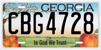 GA license plate CBG4728