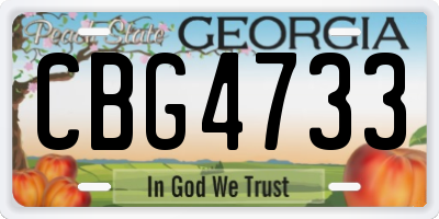 GA license plate CBG4733